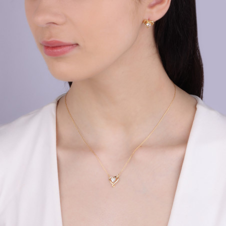 Kolczyki pozłacane serce z białymi cyrkoniami