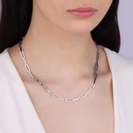 Naszyjnik srebrny prostokątne ramki i cyrkonie