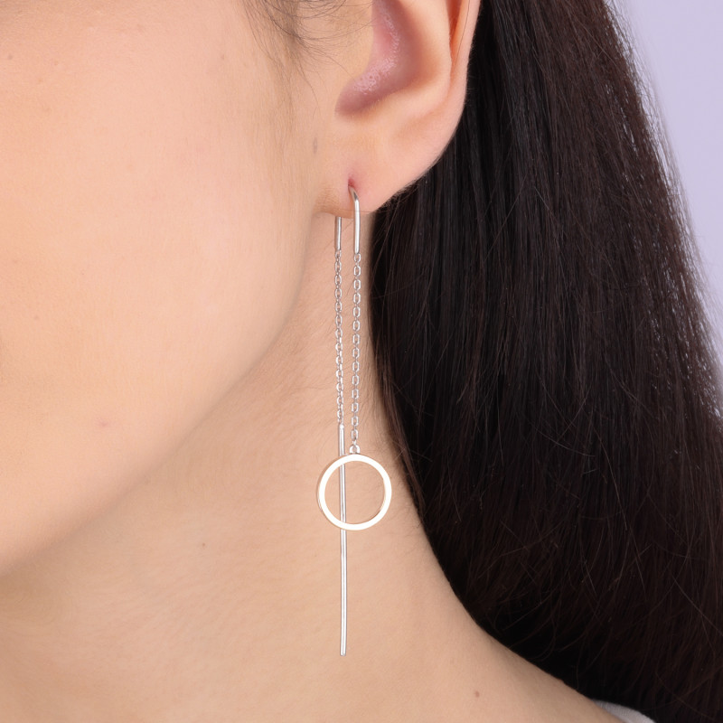 Kolczyki przeciągane koło ze złotą blaszką