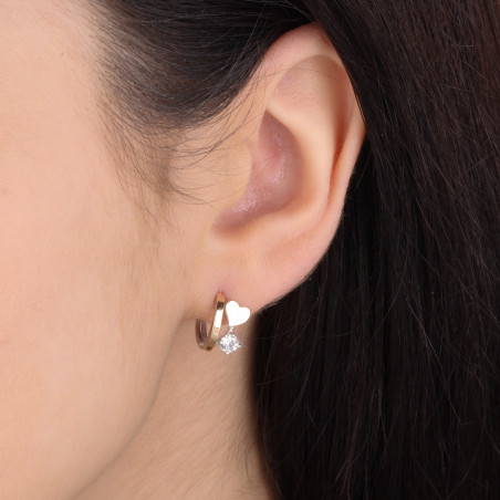 Kolczyki srebrne kółka z sercem i cyrkonią