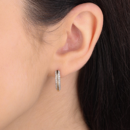 Kolczyki srebrne z białymi cyrkoniami i złotą blaszką