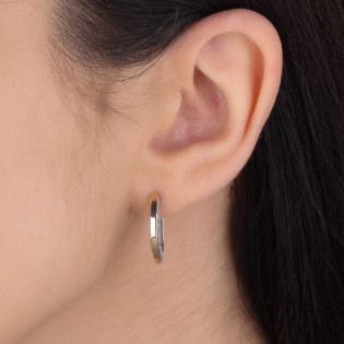 Kolczyki srebrne przecinki z cyrkoniami i złotą blaszką