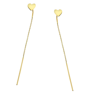 Kolczyki złote przeciągane z serduszkiem