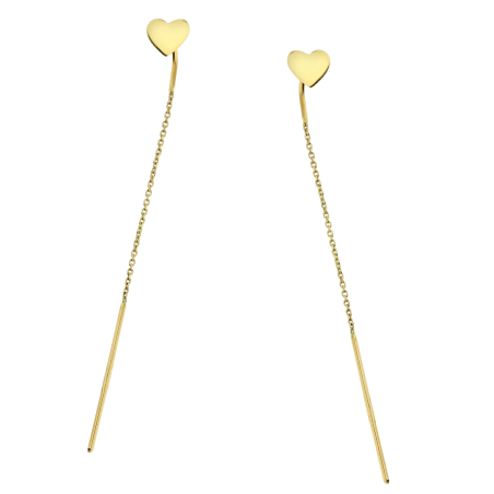 Kolczyki złote przeciągane z serduszkiem