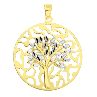 Zawieszka złota ażurowe drzewko w dwóch kolorach