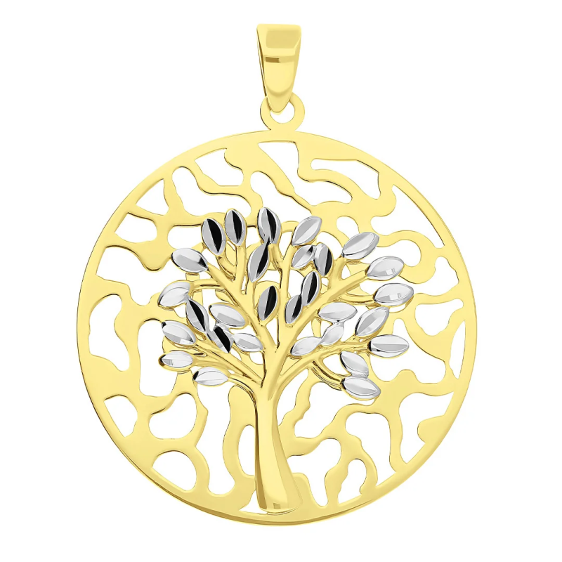 Zawieszka złota ażurowe drzewko w dwóch kolorach