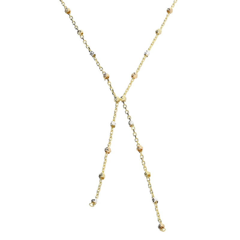 Naszyjnik złoty krawatówka z grawerowanymi kulkami