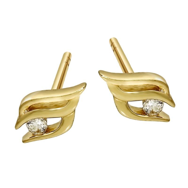 Kolczyki złote płomień z cyrkonia/sztyft próba 585