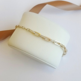 Bransoleta złota wypukłe rolo i anker long z cyrkoniami MZ T23-B-197-CZ próba 375