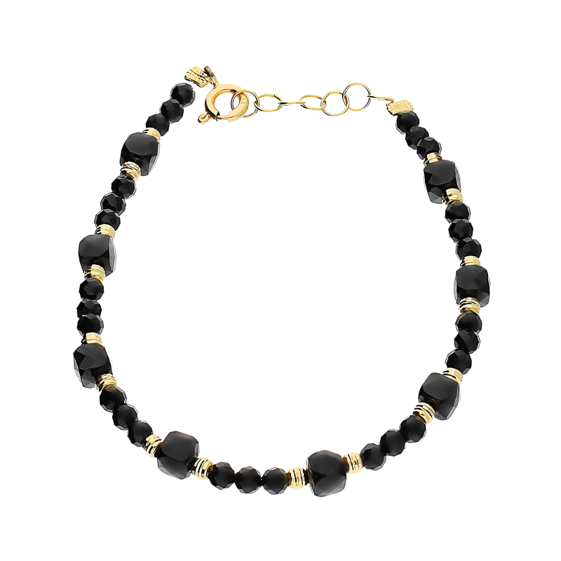 Złota bransoletka z kulkami spinel pr. 585 - JubilerSezam.pl