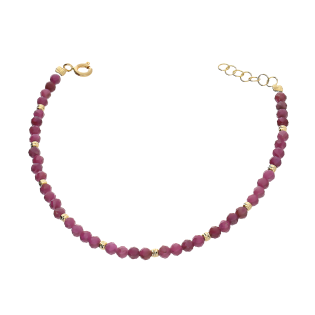 Bransoleta złota z rubinami i grawerowanymi kulkami VJ 339 rubin próba 585