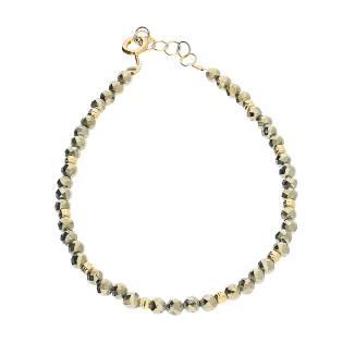Bransoleta złota z pirytem i grawerowanymi kulkami VJ 339 piryt próba 585