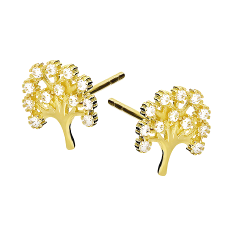 Kolczyki złote drzewko z białymi cyrkoniami/sztyft MZ ZS-XCE-247 próba 375