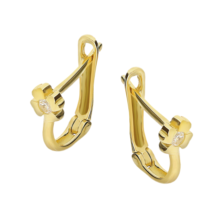 Kolczyki złote dla dziewczynki koniczyna z cyrkonią próba 585