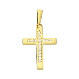Krzyżyk złoty z rzędem białych cyrkonii MZ T23-P-1617-CZ próba 585