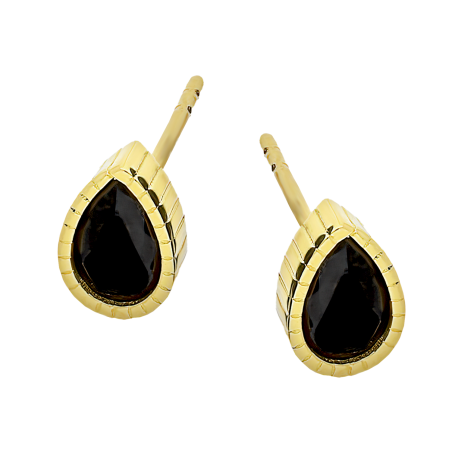 Kolczyki złote kropla z czarną cyrkonią/sztyft MZ T23-E-P-3120-6X4-BLACK próba 375
