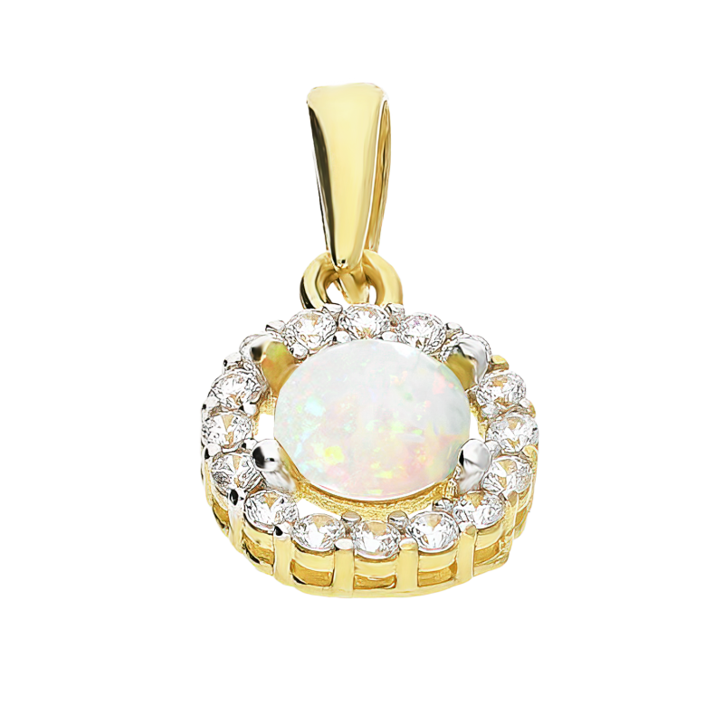 Zawieszka złota opal jubilerski z cyrkoniami MZ T23-E-310-P-1994-Opal-CZ próba 375