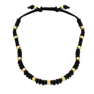 Bransoleta złota grawerowane kulki i warkocz/zaciągane MZ T23-B-IB-5-3MM-BLACK-ROPE próba 375