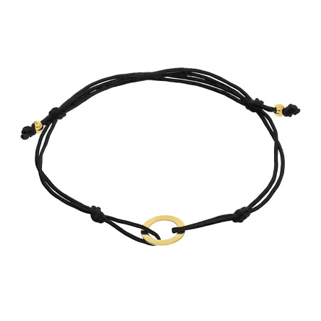 Bransoletka sznurkowa złota oponka na czarnym sznurku