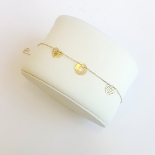 Bransoleta złota oponka, ażurowe serce i koło/rolo MZ T23-B-NLZ-55 próba 585