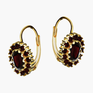 Kolczyki złote owal z granatami/big.zam. MZ T17-GRNT-01-RS próba 585