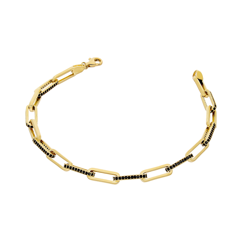 Bransoleta złota z czarnymi cyrkoniami zaprezentowana na finalistce Miss Polski 2025 Maji Kister