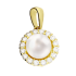 Wisiorek złoty z białą perłą 6,5 mm i cyrkoniami wokół próba 585