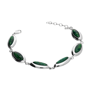 Bransoleta srebrna łezki z zielonymi opalami jubilerskimi SZ124 opal szmaragdowy próba 925