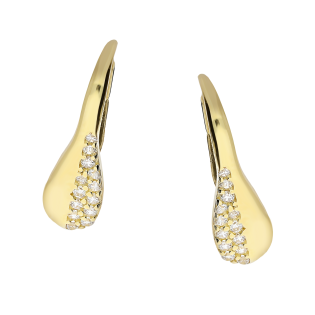 Kolczyki złote kropla z białymi cyrkoniami z boku/big.zam. próba 585