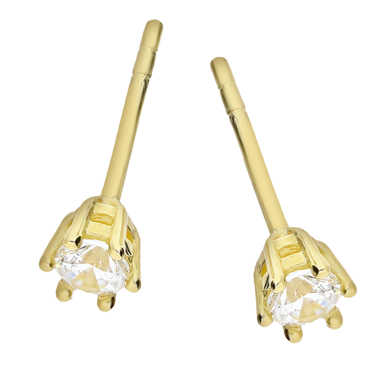 Kolczyki złote biała cyrkonia 2,5 mm/sztyft próba 375