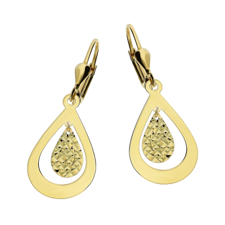 Kolczyki złote kropla z mniejszą kropelką/big.zam. próba 585