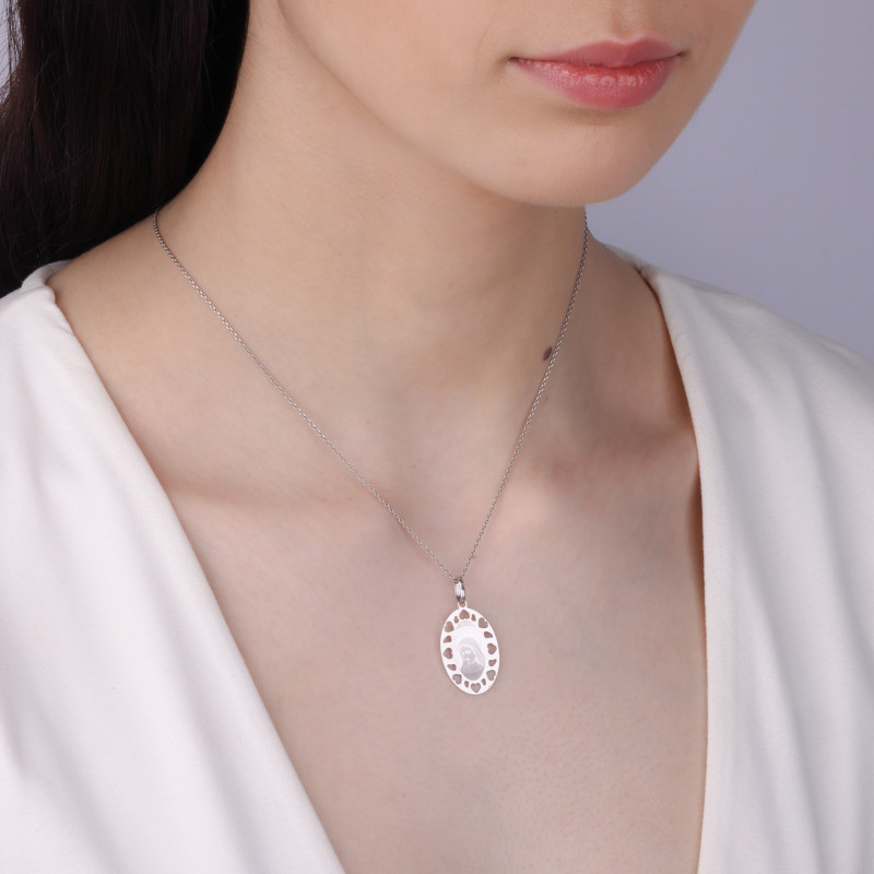 Srebrny Medalik Fatimska w ażurowym owalu - JubilerSezam.pl