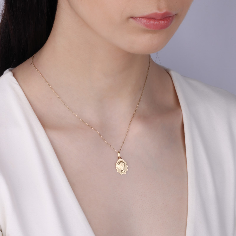 Medalik złoty Główka Matki Boskiej w owalu próba 585