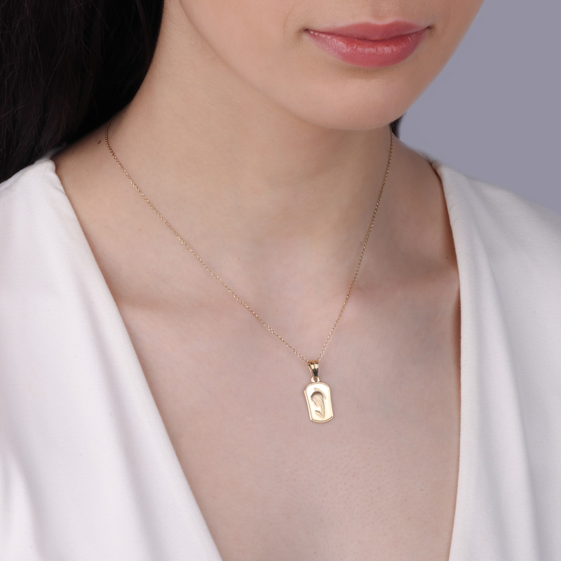 Medalik złoty Główka Matki Boskiej w prostokącie próba 585