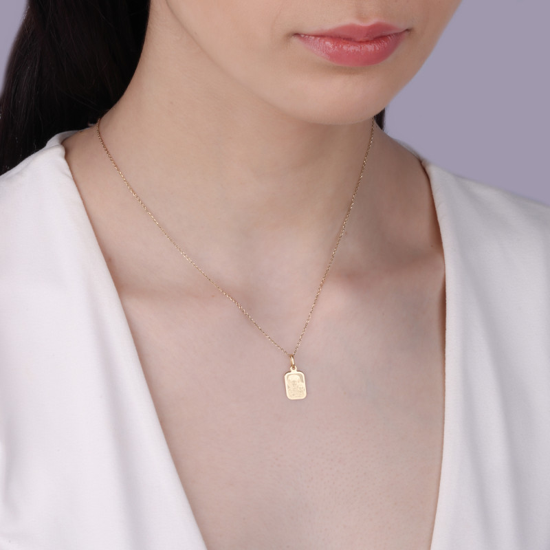 Medalik złoty Częstochowska w obłym prostokącie