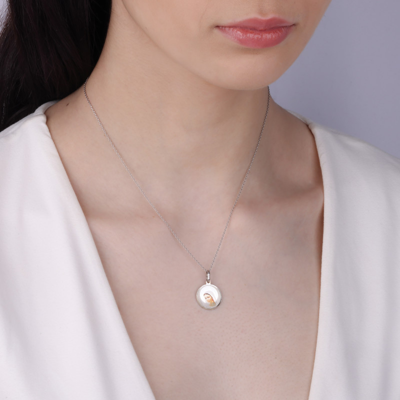 Medalik srebrny Fatimska w kole