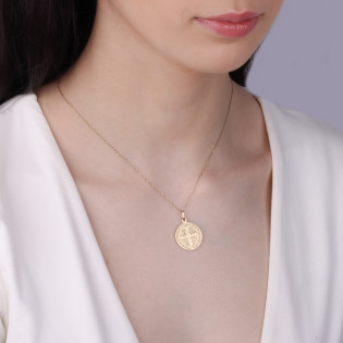 Medalik złoty Benedyktyński próba 585