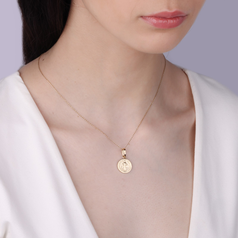 Medalik złoty Benedyktyński próba 375