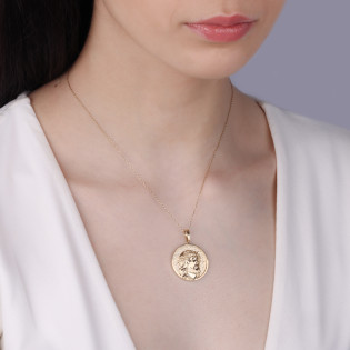 Medalik złoty Głowa Pana Jezusa w kole
