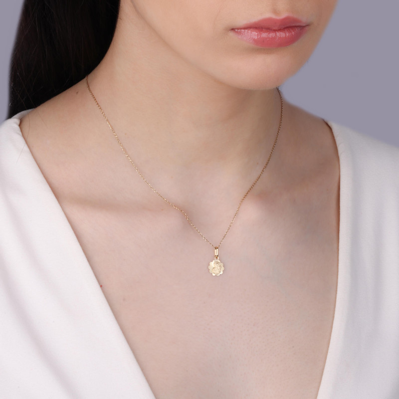 Medalik złoty Częstochowska w kwiatku próba 333