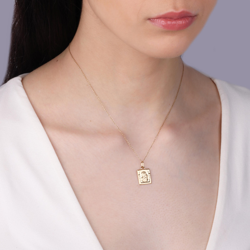 Medalik złoty blaszka z Matką Częstochowską próba 585