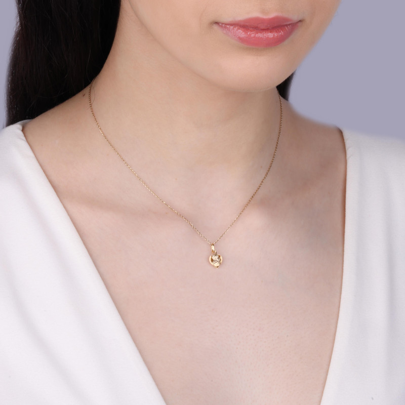 Medalik złoty Częstochowska w żłobionym sercu próba 333