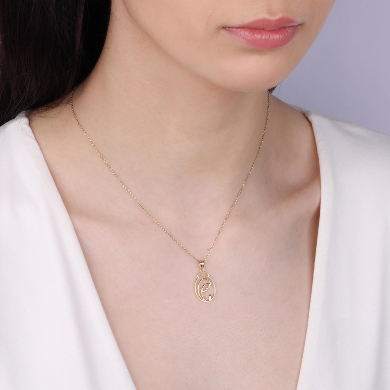 Medalik złoty Główka Matki Boskiej w owalu próba 375