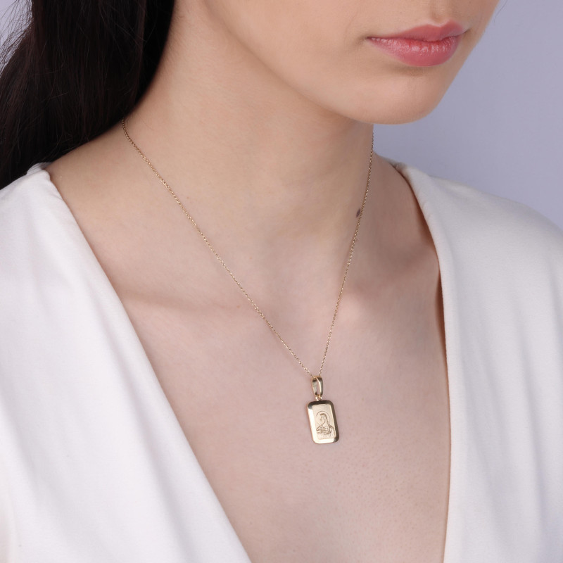 Medalik złoty prostokątny z Sercem Pana Jezusa