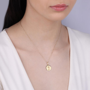 Medalik złoty okrągły z Michałem Archaniołem próba 585