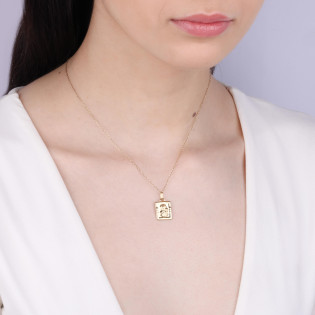 Medalik złoty blaszka z Matką Boską Częstochowską próba 585