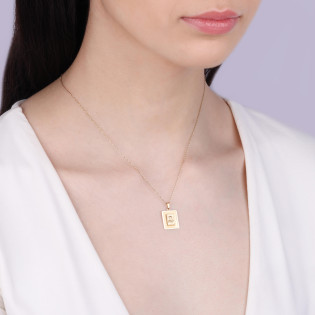 Medalik złoty Serce Pana Jezusa w prostokącie próba 585