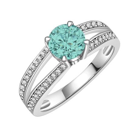 Pierścionek srebrny z niebieskim moissanitem