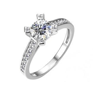Pierścionek srebrny z moissanitami