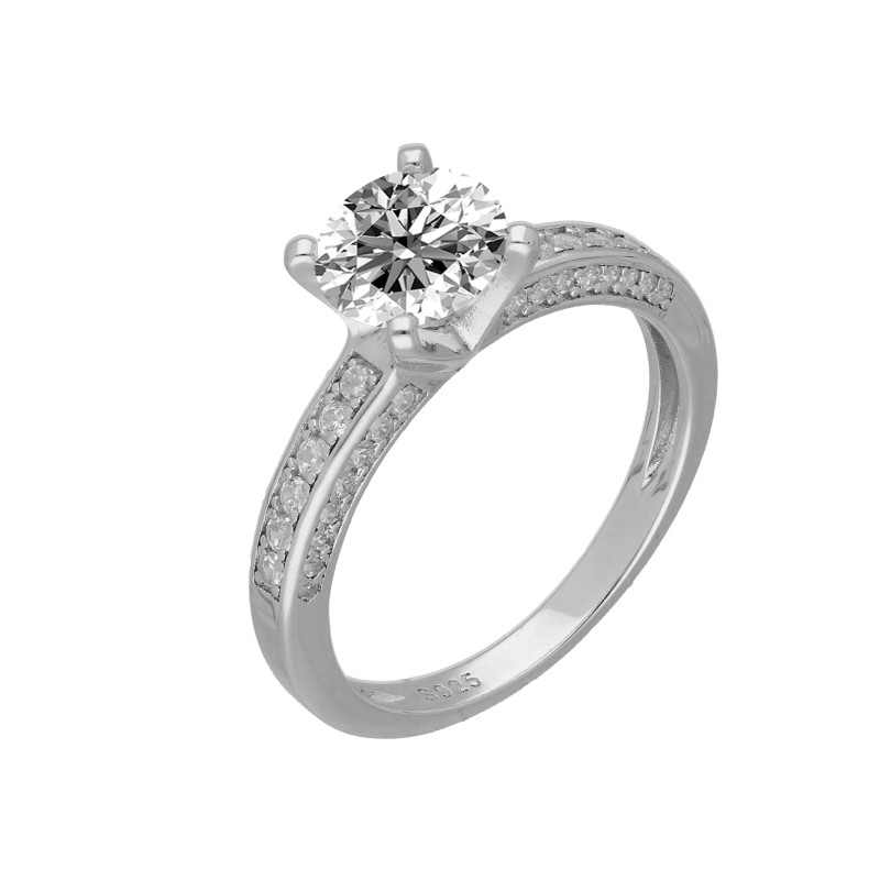 Pierścionek srebrny z moissanitem